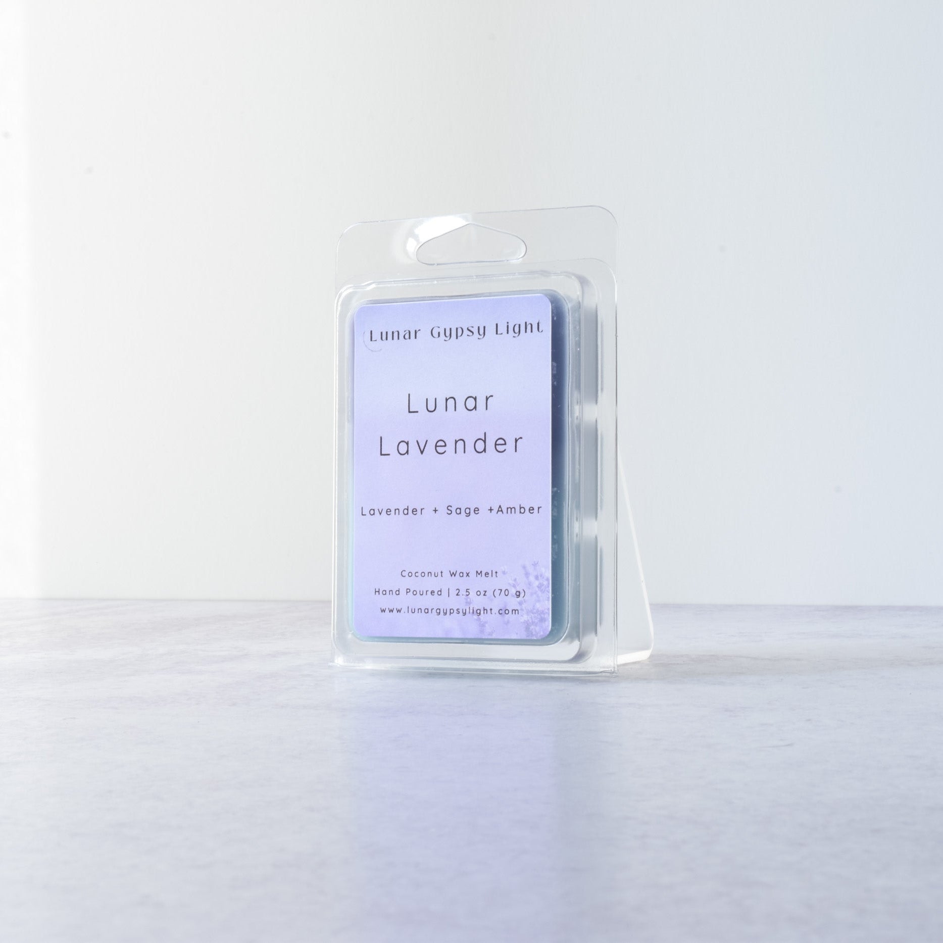 Lunar Lavender Wax Melt packaging on a white background